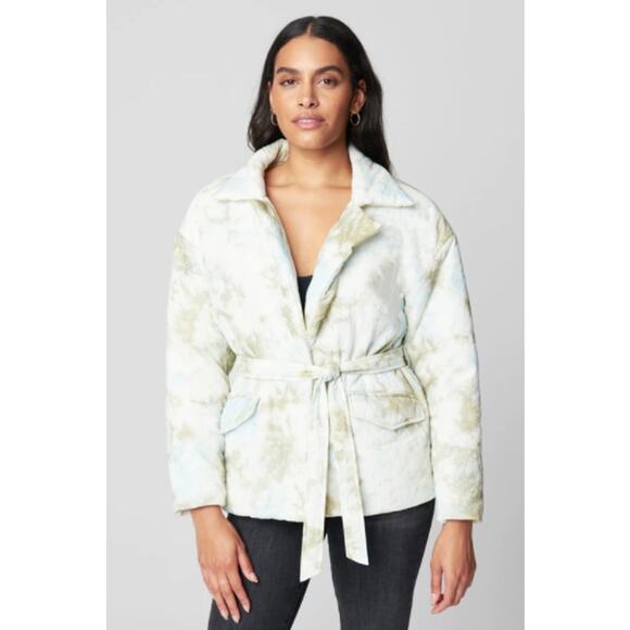 Blank NYC Perfect Day Jacket Womens White Watercolor Print Belted $128 NWT - Picture 1 of 6